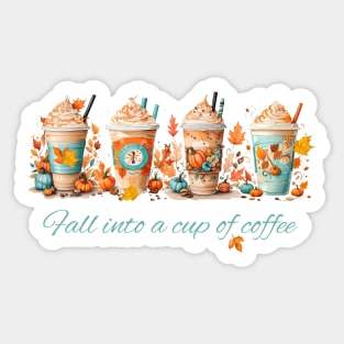 Fall decorated creamy coffees Sticker